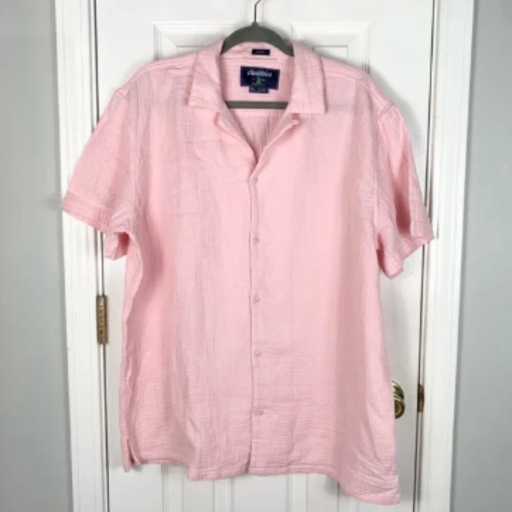 Chubbies Men Pink Short Sleeve Button Down Shirt Size XL